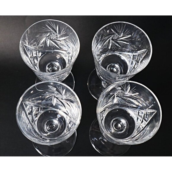 4 Pinwheel Crystal Wine Glasses Stems Goblets Vintage Barware Cocktail Glass - Picture 4 of 4